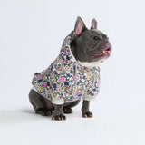 Vintage Flower Dog Hoodie - Light Grey