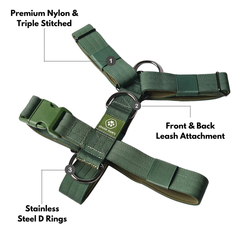 Comfort Control No-Pull Dog Harness Set - Army Green