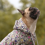 Vintage Flower Dog Hoodie - Light Grey